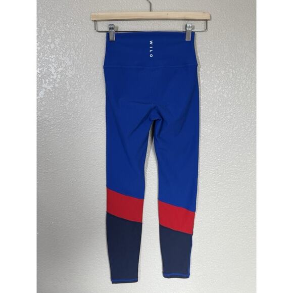 Wilo The Label Ribbed Color Block 7/8 Leggings XS Blue Red - Picture 2 of 4